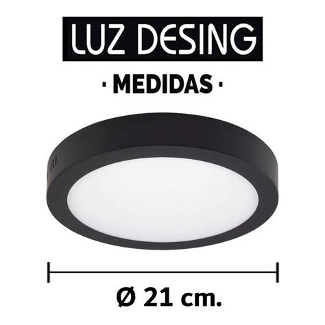 LUZ DESING Plafon Led 18w Redondo Negro Moderno Techo Luz Desing