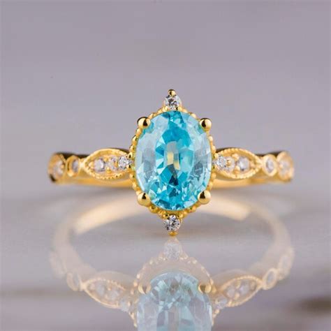 Aquamarine Ring K Gold Etsy