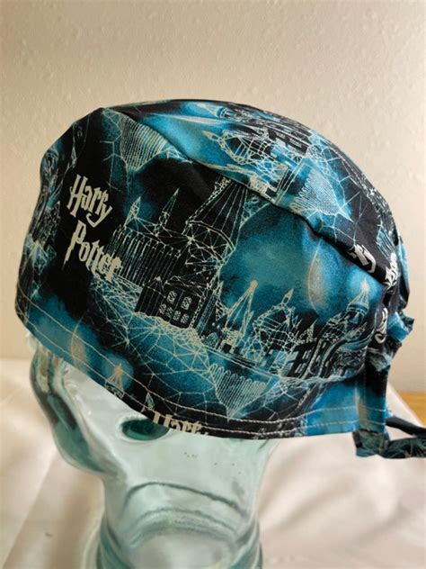 Mens Blue Hogwarts Harry Potter Surgical Scrub Hat Etsy