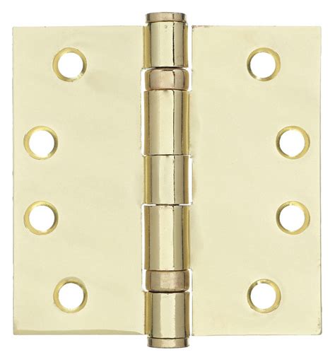 4 In X 4 In Butt Hinge With Bright Brass Finish Full Mortise Mounting Square Corners Grainger