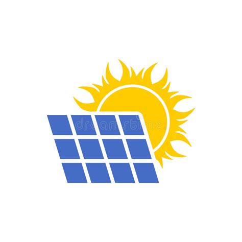 Solar Panel With Sun Icon Simple Vector Illustration Stock Vector