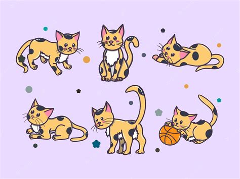 Premium Vector Doodle Cat In Various Actions Cute Colorful Doodle