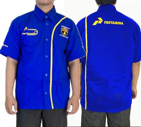 Baju Seragam Pertamax Turbo Biru Kemeja Lengan Pendek Dan Panjang