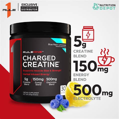 Rule1 Charged Creatine 30 Servings Blue Razz Lemonade กรดอะมโนเพม