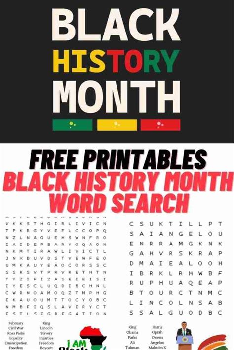 Collection Black History Month Word Search Free Printable