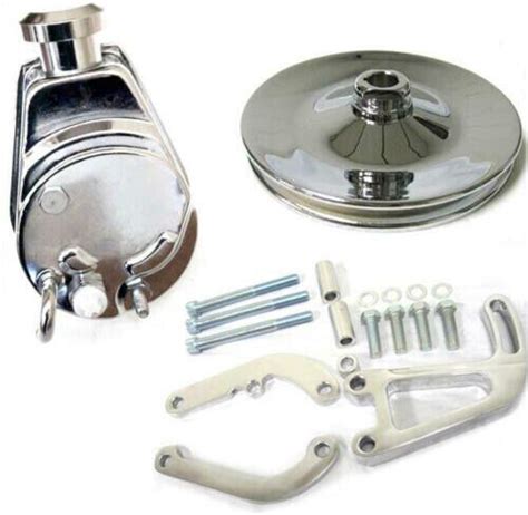 Small Block Chevy Chrome Saginaw Power Steering Pump Keyway Pulley