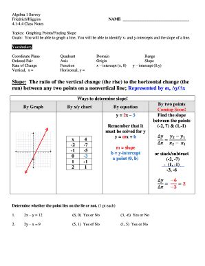 Fillable Online Hphs Dist113 Slope The Ratio Of The Vertical Change The