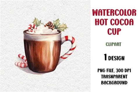 Watercolor Hot Cocoa Cup Clipart Png