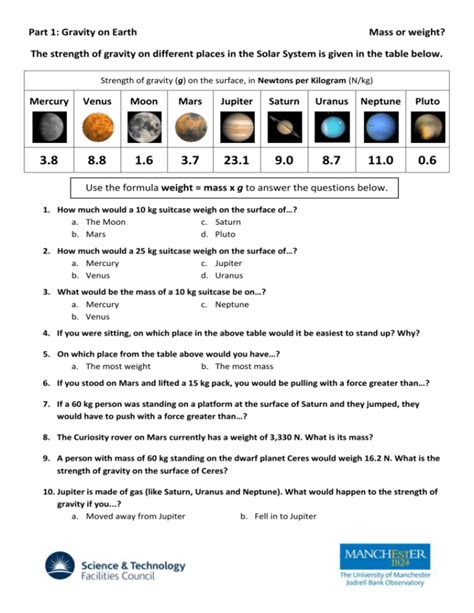 Mass And Weight Worksheet