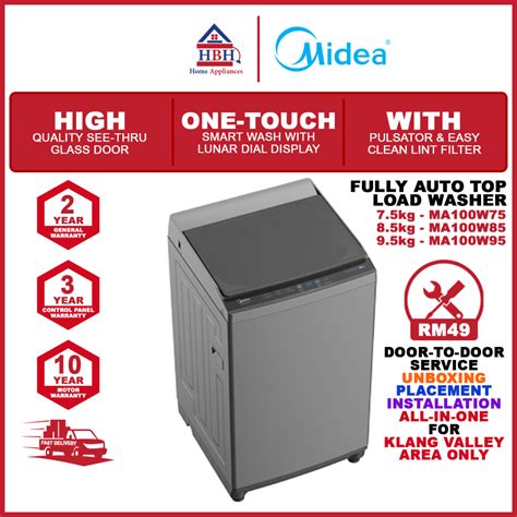 Midea MA100W 7 5kg 8 5kg 9 5kg Fully Auto Top Load Washer Washing