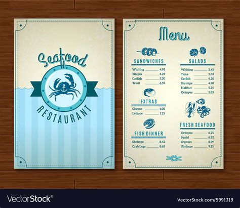 Seafood Menu Template Royalty Free Vector Image