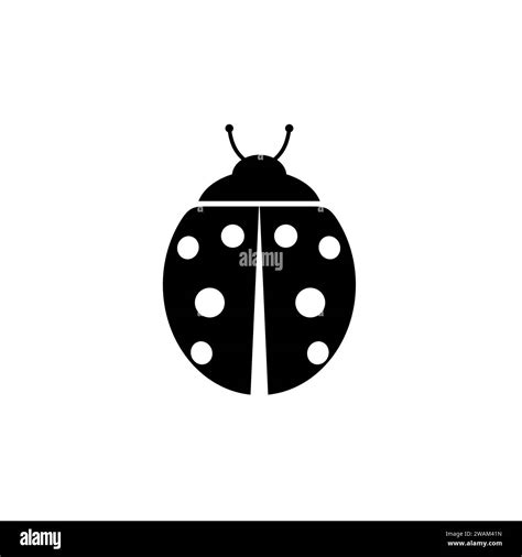 Cute Black Ladybug Icon Beetle Insect On Isolated On White Background Vector Illustration Stock