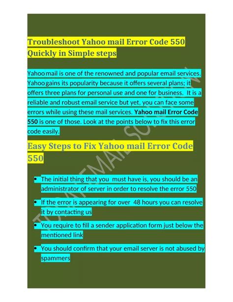 Ppt Call How To Fix Troubleshoot Yahoo Mail Error Code