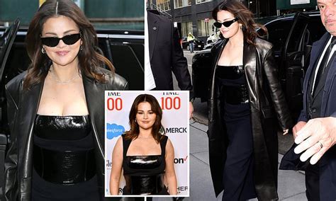 Selena Gomez Dons Sexy Black PVC Dress To Speak At TIME Summit In NYC After Hot Date With