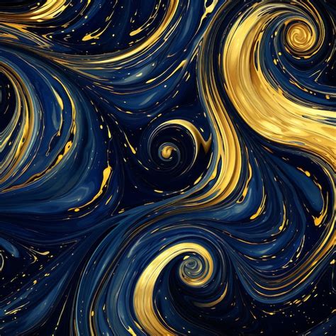 Premium Photo Gold And Deep Blue Marble Swirl Pattern