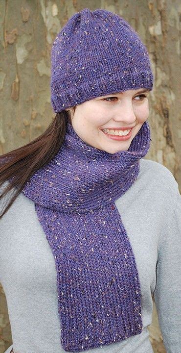 Basic Tweed Hat And Scarf Pattern Loom Knitting Patterns Hat