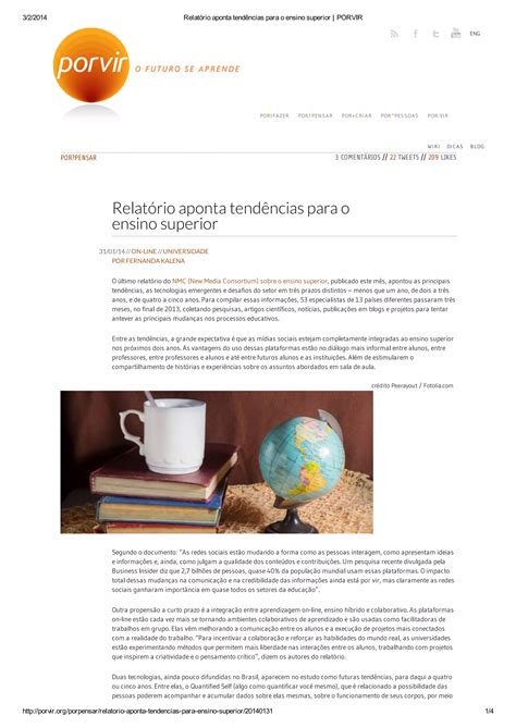 Relatório Aponta Tendências Para O Ensino Superior Pdf