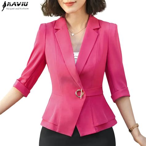 Professional Female Blazer 2018 New Autumn Fashion Temperament Slim Half Sleeve Jacket Ol Office