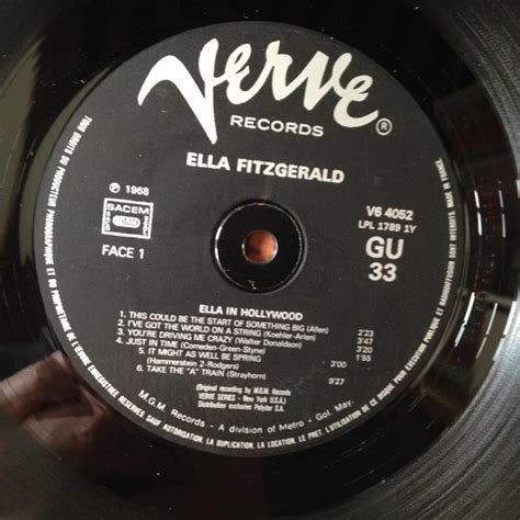 Ella Fitzgerald Ella In Hollywood Vinyl Lp Fr Reissue Hhv