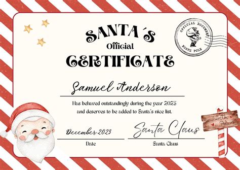 Santa Certificate Template Printable Christmas Nice List Certificate