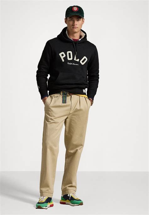 Polo Ralph Lauren Big And Tall Hood Long Sleeve Sweater Black Zwart