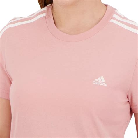 Camiseta Adidas Listras Feminina Rosa Camarote Do Torcedor