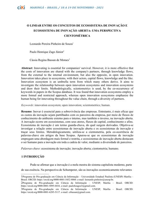 Pdf O Limiar Entre Os Conceitos De Ecossistema De InovaÇÃo E Ecossistema De InovaÇÃo Aberta