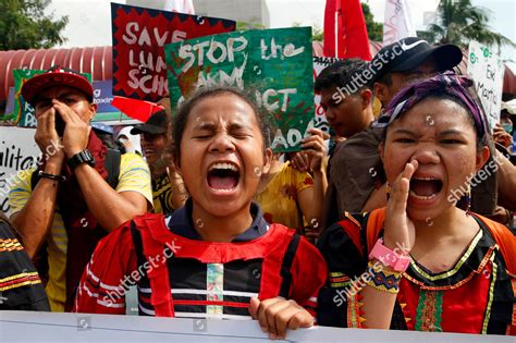 Indigenous People Shout Slogans During Rally Editorial Stock Photo