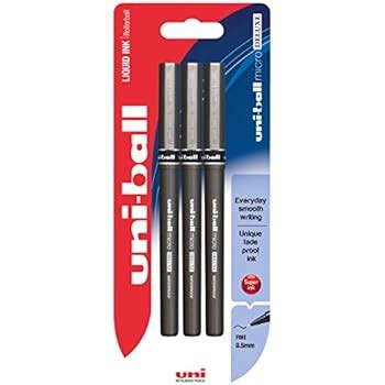 Uni Ball Micro Deluxe UB 155 Rollerball Pen Blue Pack Of 3 Amazon