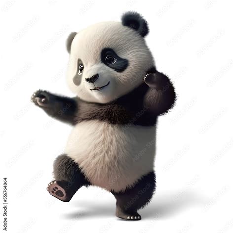 Funny panda dancing, 3D illustration on isolated background Stock ...