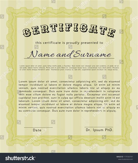 Yellow Sample Certificate Or Diploma Superior Royalty Free Stock Vector 1175765797