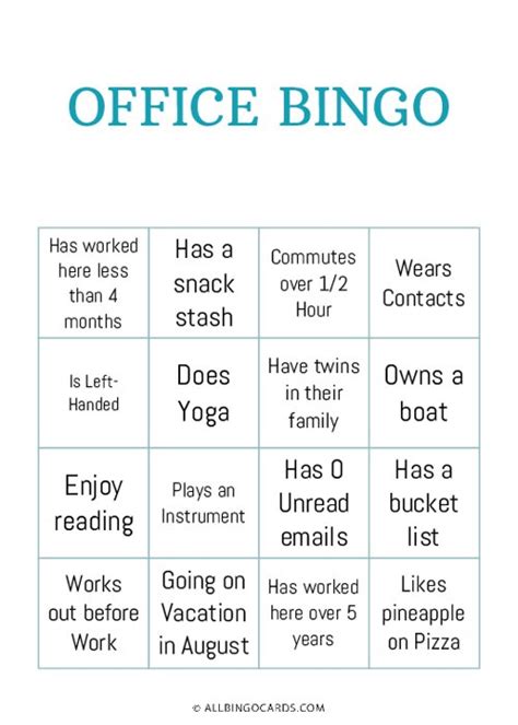 Printable Office Bingo Proteja Suas Apostas Sobre Se Posso Treinar