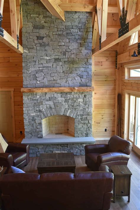 Stone Fireplace Warms Woodsy Cabin - Stoneyard®