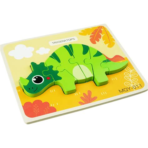 Drewniana Kolorowa Uk Adanka Puzzle Dinozaury Triceratops Kategorie