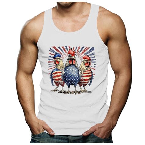 Tkaopkfd Male Summer Vest Independence Day Flag Day July 4th Holiday Print Full Print Large Size