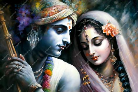 Premium Photo The Love Of Radha And Krishna In A Magical Realm