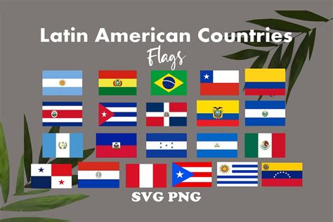 21 Latin American Countries Flags Clipart South America Central