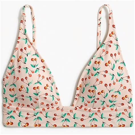 J Crew Swim J Crew French Bikini Cherry Pink Print Poshmark