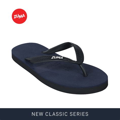 Jual Zuma Men Classic Navy Black Sandal Jepit Pria Karet Polos