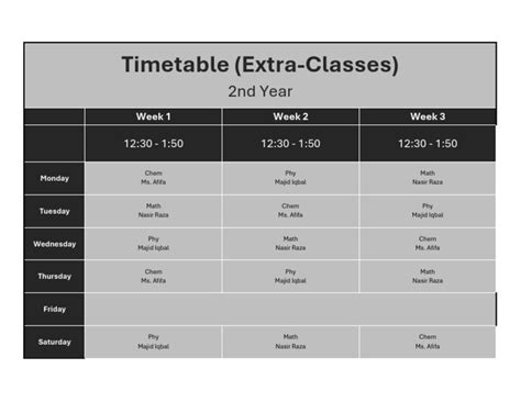 2nd Year Timetable For Extra Classes Pdf