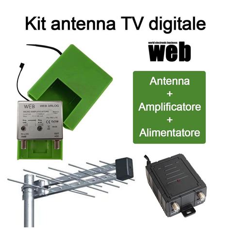 Kit TV Digitale UHF Antenna Amplificatore Alimentatore