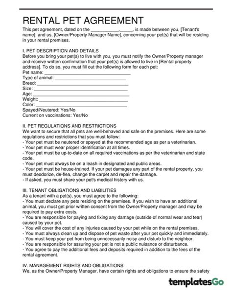 Pet Rental Agreement And Addendum Free Templates