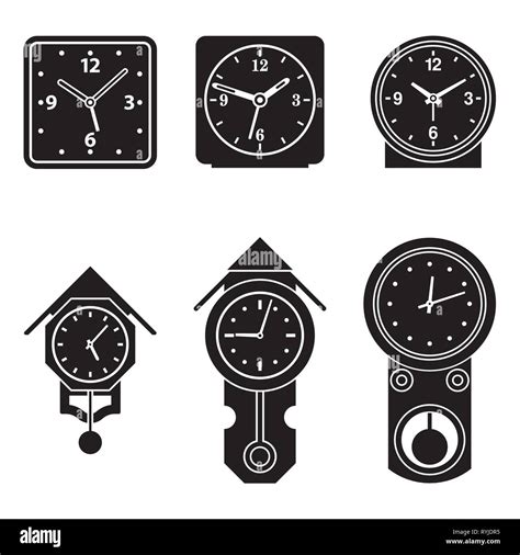 Pendulum Clock And Alarm Clock Flat Vector Icons Stock Vector Image