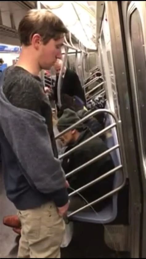 Drunk Man Pisses On Subway