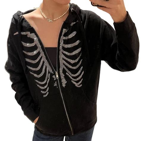 Prolific Rhinestone Skeleton Hoodie 🖤 Such A Fun Depop