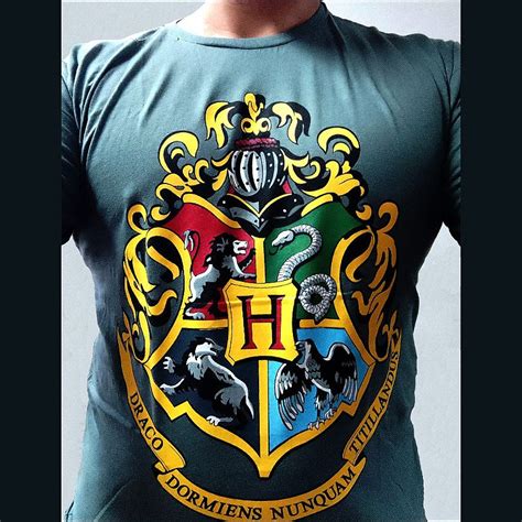 Camiseta Harry Potter Bras O Hogwarts Cor Asfalto Piticas Os