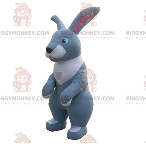 Costume De Mascotte Biggymonkey De Lapin Gonflable Gris Et Blanc G Ant