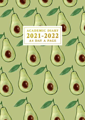 A4 Academic Diary 2021 2022 Day A Page Green Avocado Print Cover A4