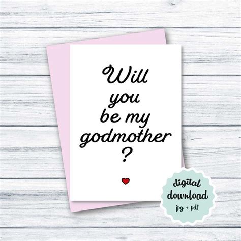 Will You Be My Godmother Card Printable Godmother Proposal Etsy