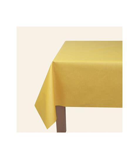 Nappe Enduite Unie Jaune Curry Anti Tache Fleur De Soleil